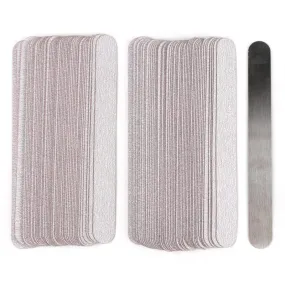 100Pcs Replacement SandPaper Strips Nail File With Metal Handle Double-sided Sanding Buffer Block Straight Polishing Salon Tools