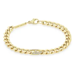 14k Pavé Diamond Mariner Link Large Curb Chain Bracelet