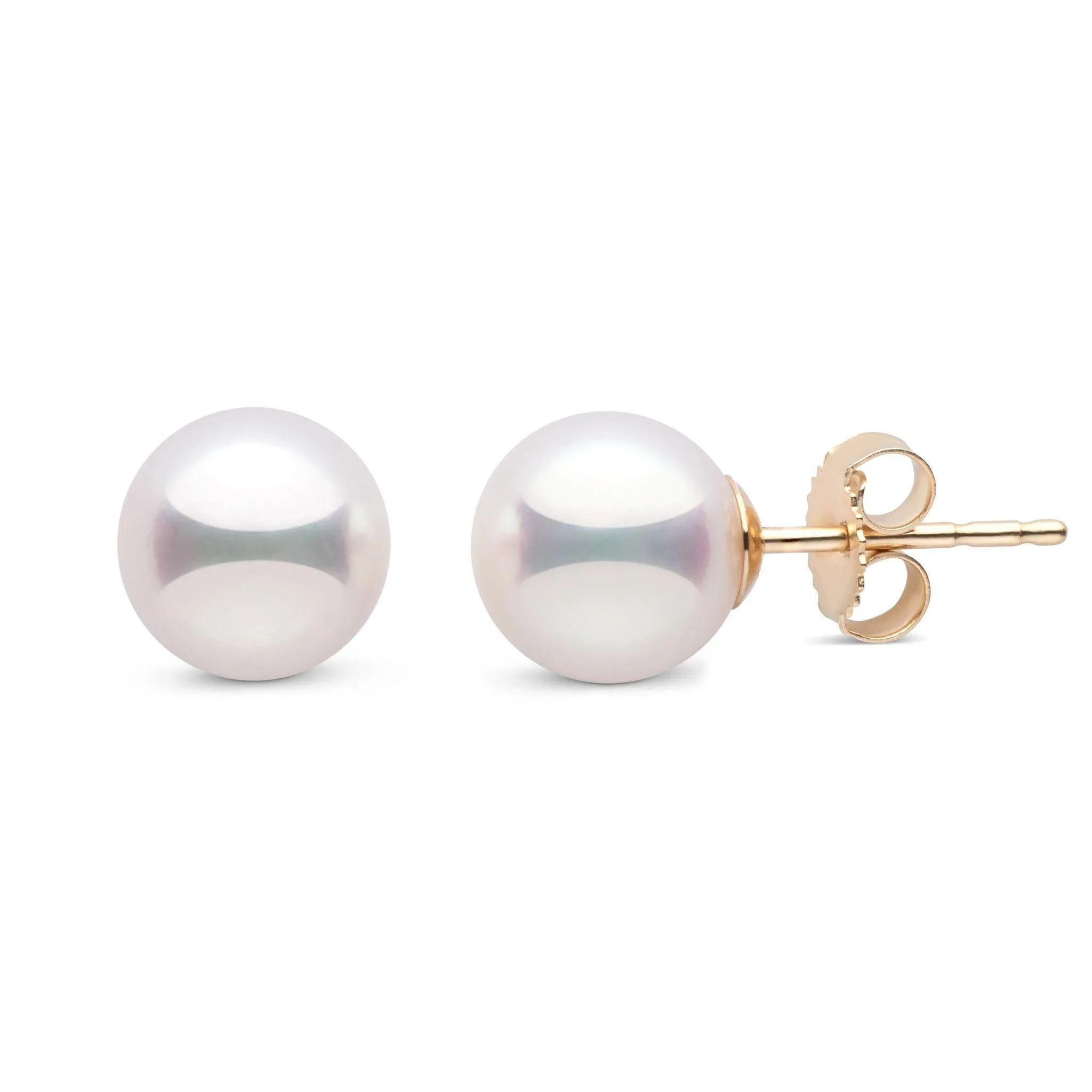 7.5-8.0 mm White Hanadama Pearl Stud Earrings