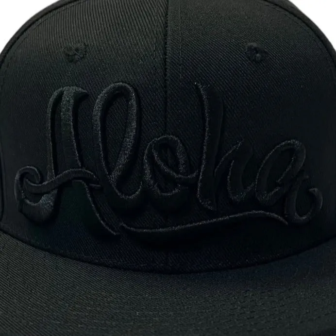 808ALLDAY Classic Fit Blacked Out Aloha Script Snapback