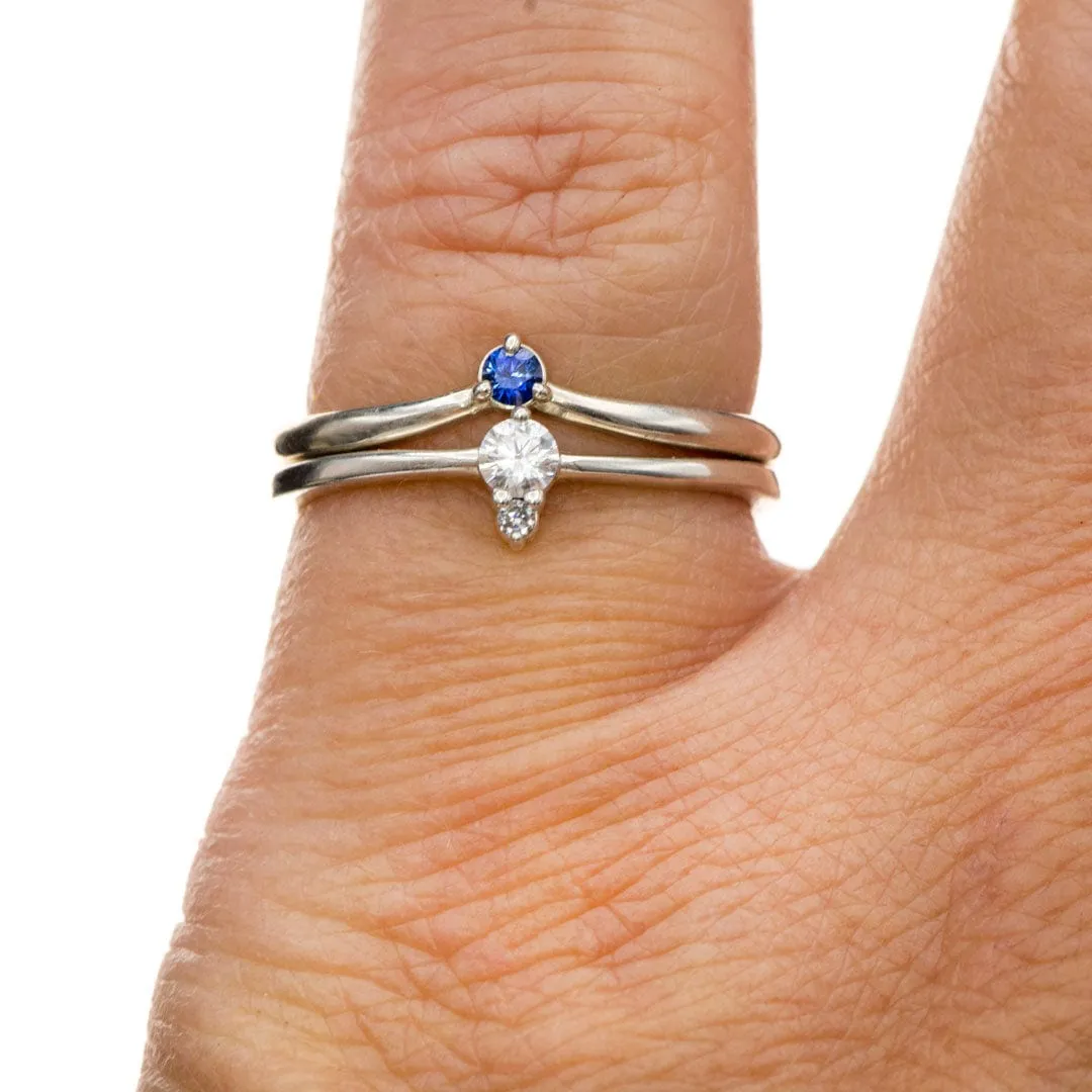 Accented Moissanite Sterling Silver Stacking Ring, Ready to Ship