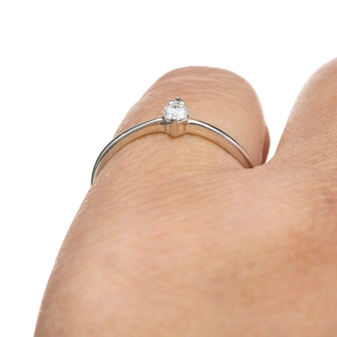 Accented Moissanite Sterling Silver Stacking Ring, Ready to Ship