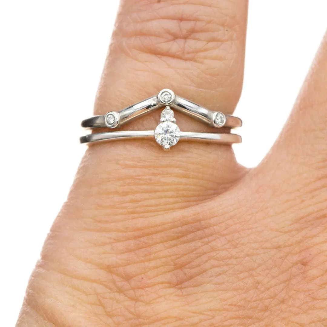 Accented Moissanite Sterling Silver Stacking Ring, Ready to Ship