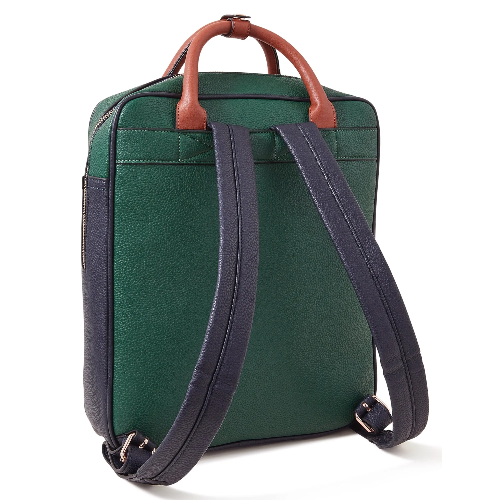 Accessorize London Women's Faux Leather Green Pocket Handle Backpack With 12 Laptop Sleeve