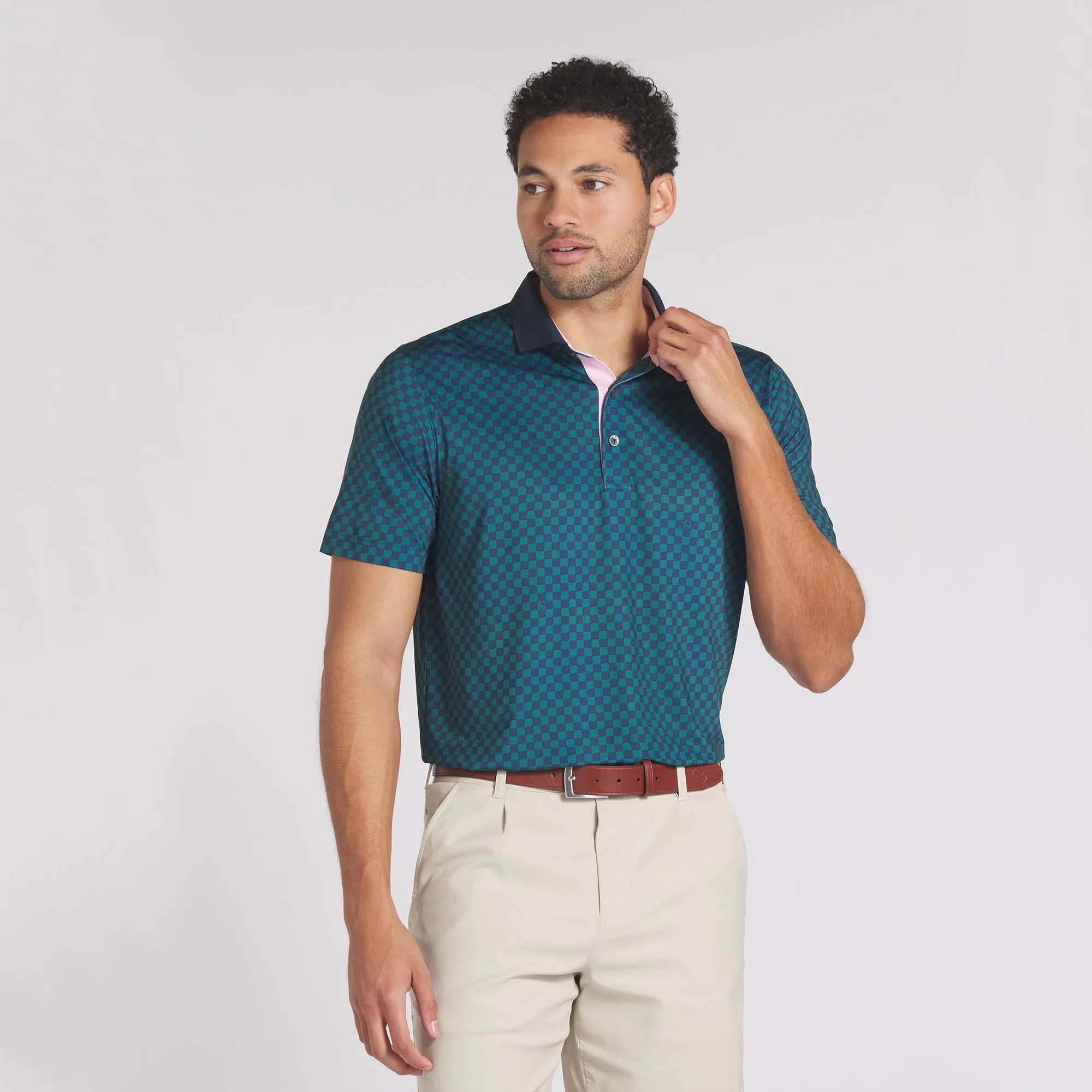 AP MATTR Checkered Golf Polo