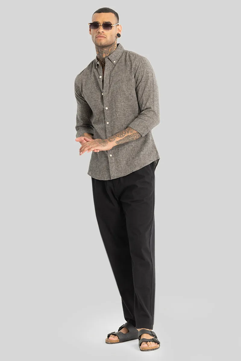 Ash Grey Linen Blend Shirt