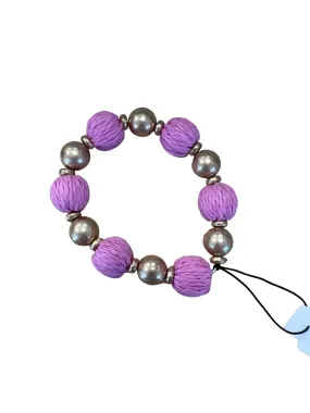 Barbados Raffia and Ball Bead Stretch Bracelet