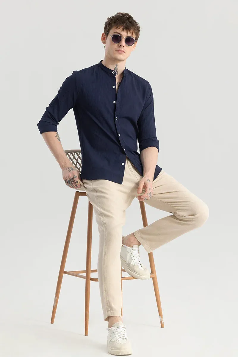 Berit Navy Textured Shirts