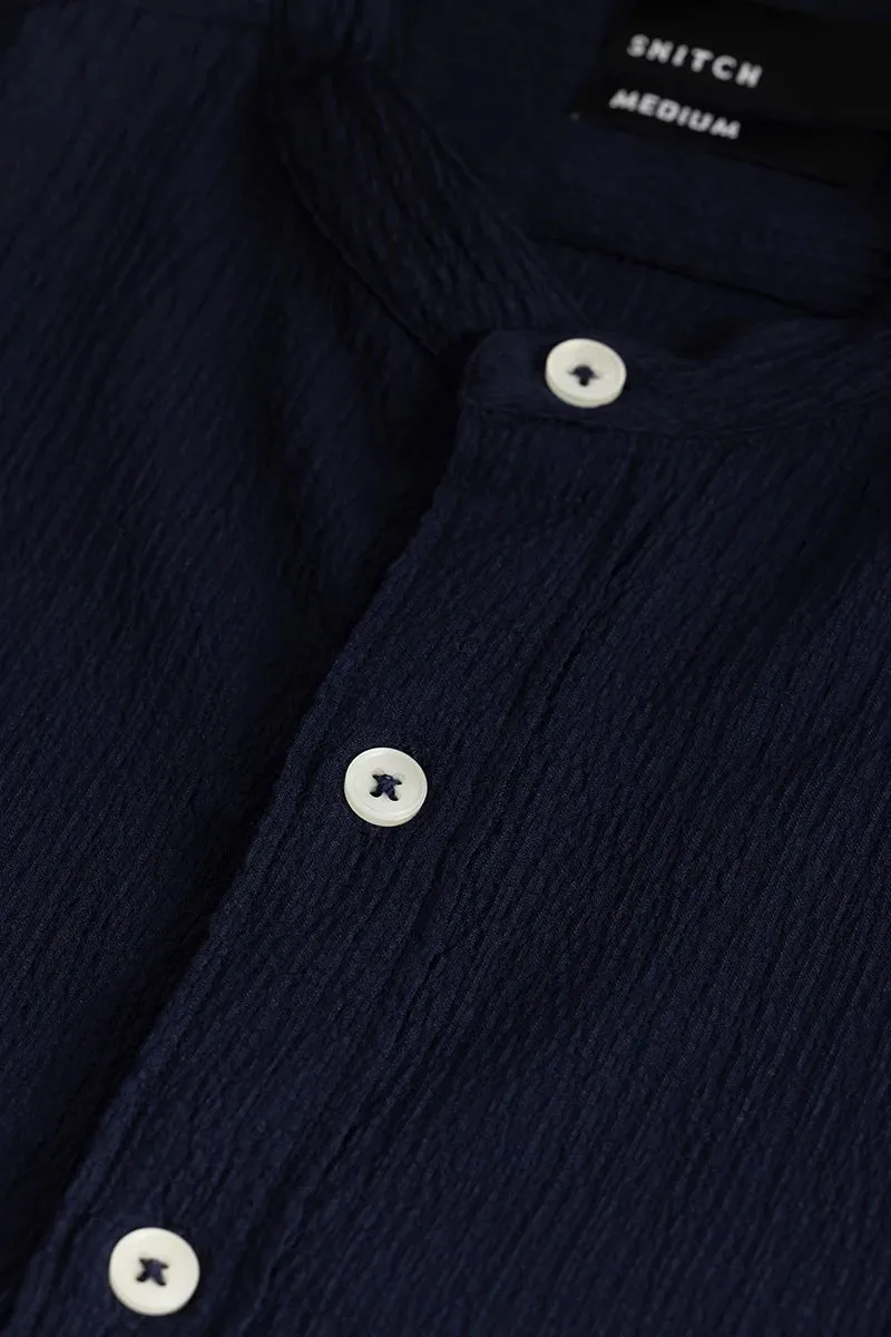 Berit Navy Textured Shirts