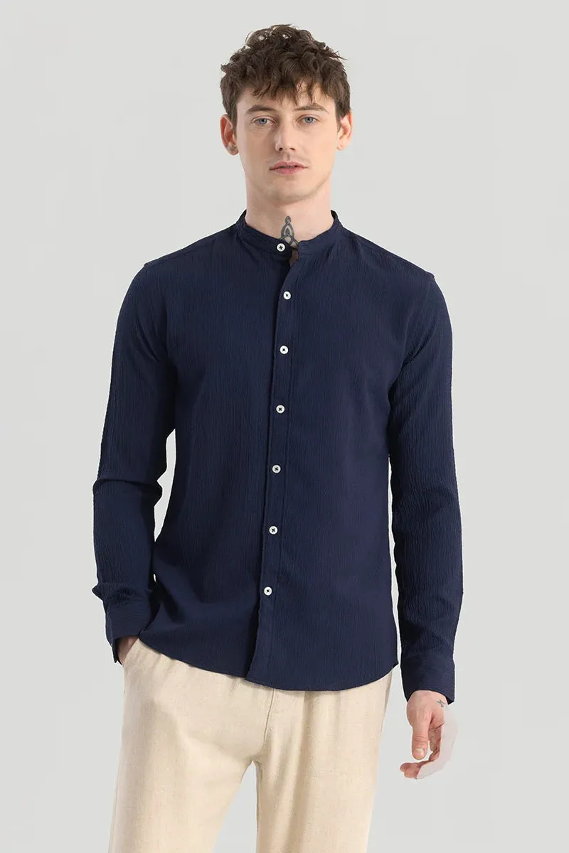 Berit Navy Textured Shirts