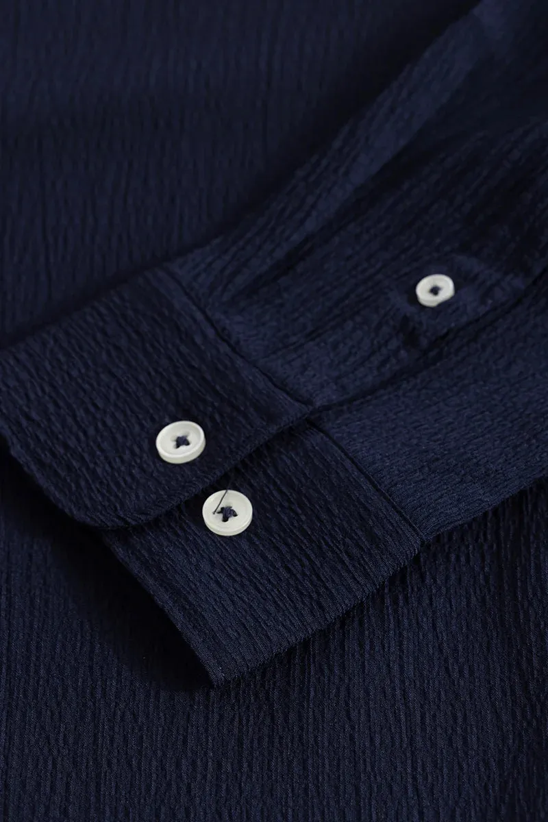 Berit Navy Textured Shirts