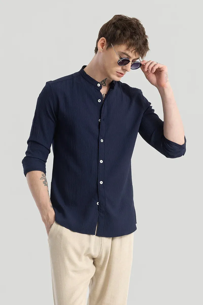 Berit Navy Textured Shirts