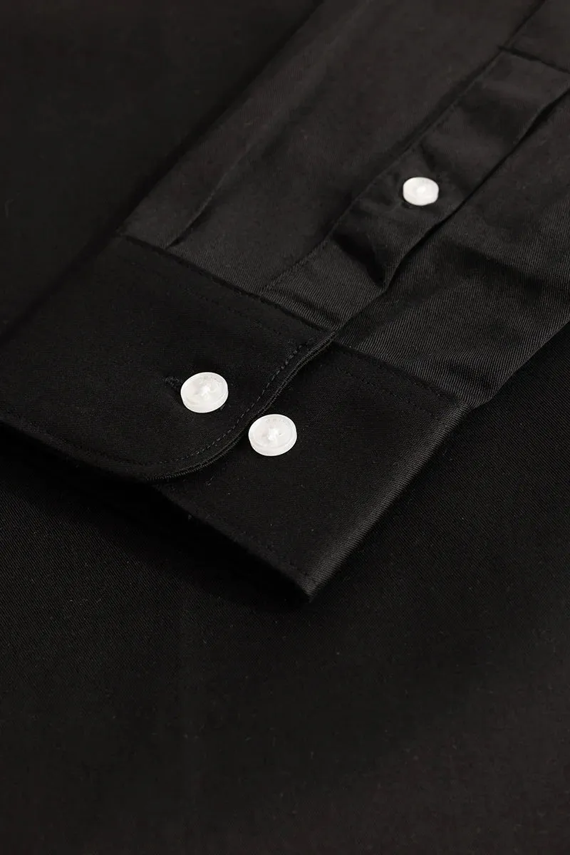 Black Solid Oxford Shirt