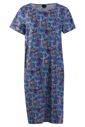 Cotton Linen Blend Dress | Blues Lilac Garden | 6561AR