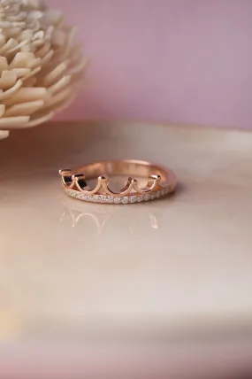 Crown Rose Gold Plated Sterling Silver Ring