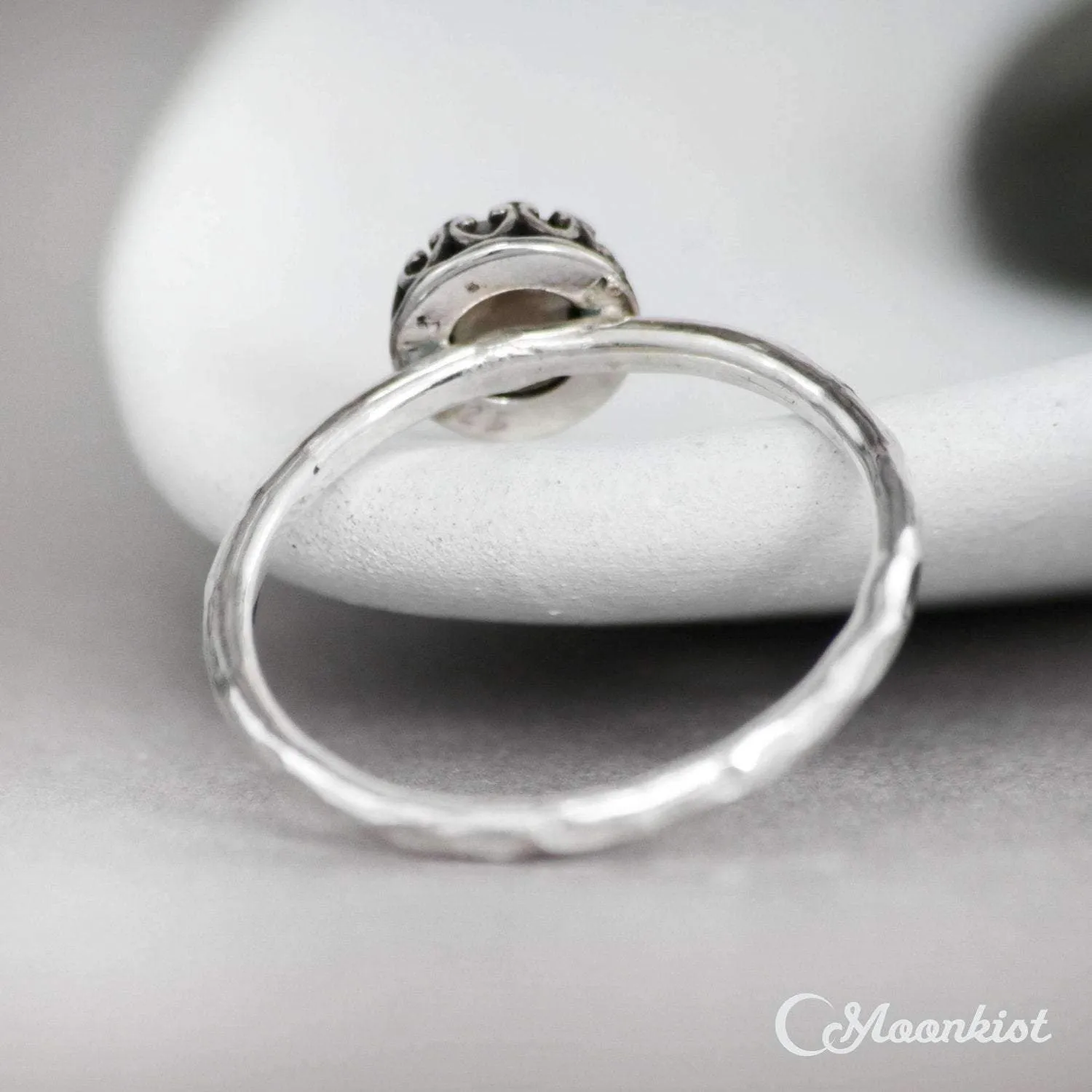 Dainty Smoky Quartz Promise Ring, Sterling Silver | Moonkist Designs