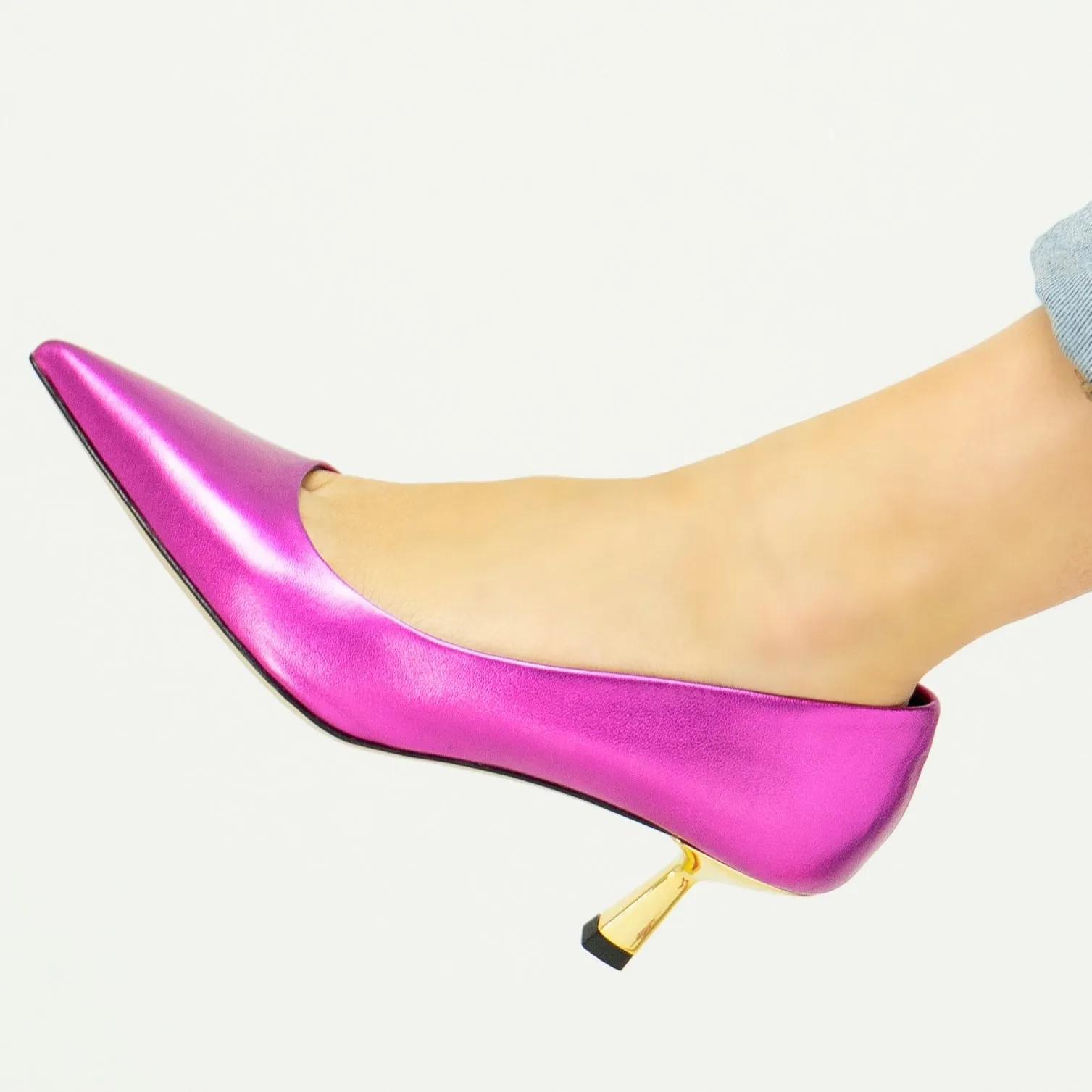 Elizabeth Fuchsia Metallic leather