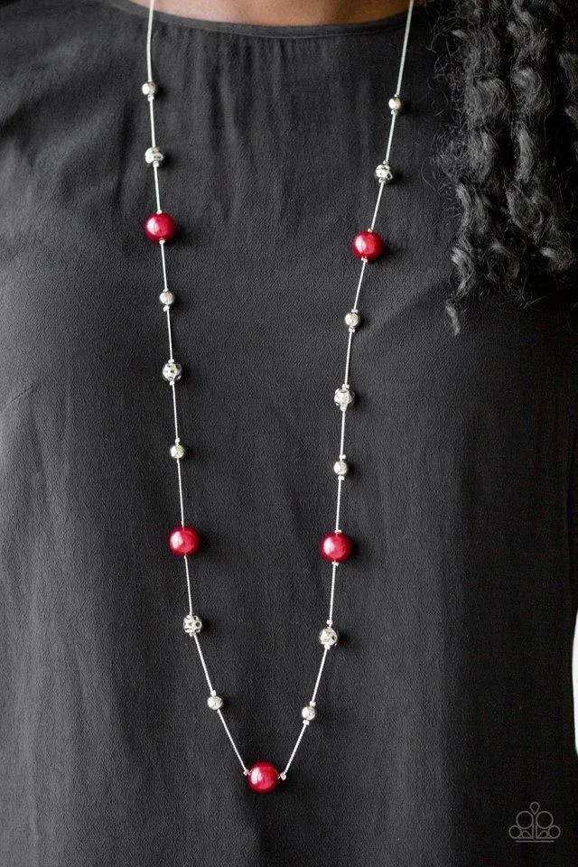 Eloquently Eloquent Red and Silver Necklace - Paparazzi Accessories