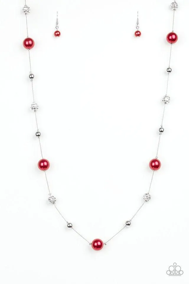 Eloquently Eloquent Red and Silver Necklace - Paparazzi Accessories