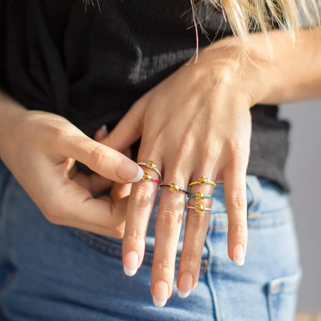 Fortune Cookie Ring (Black) - Gold