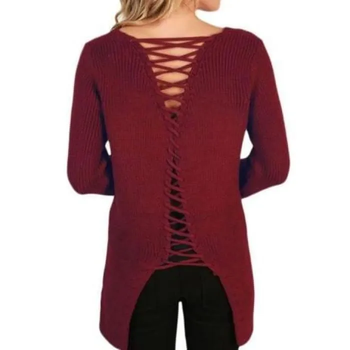 Garnet Lace-Up Back Sweater