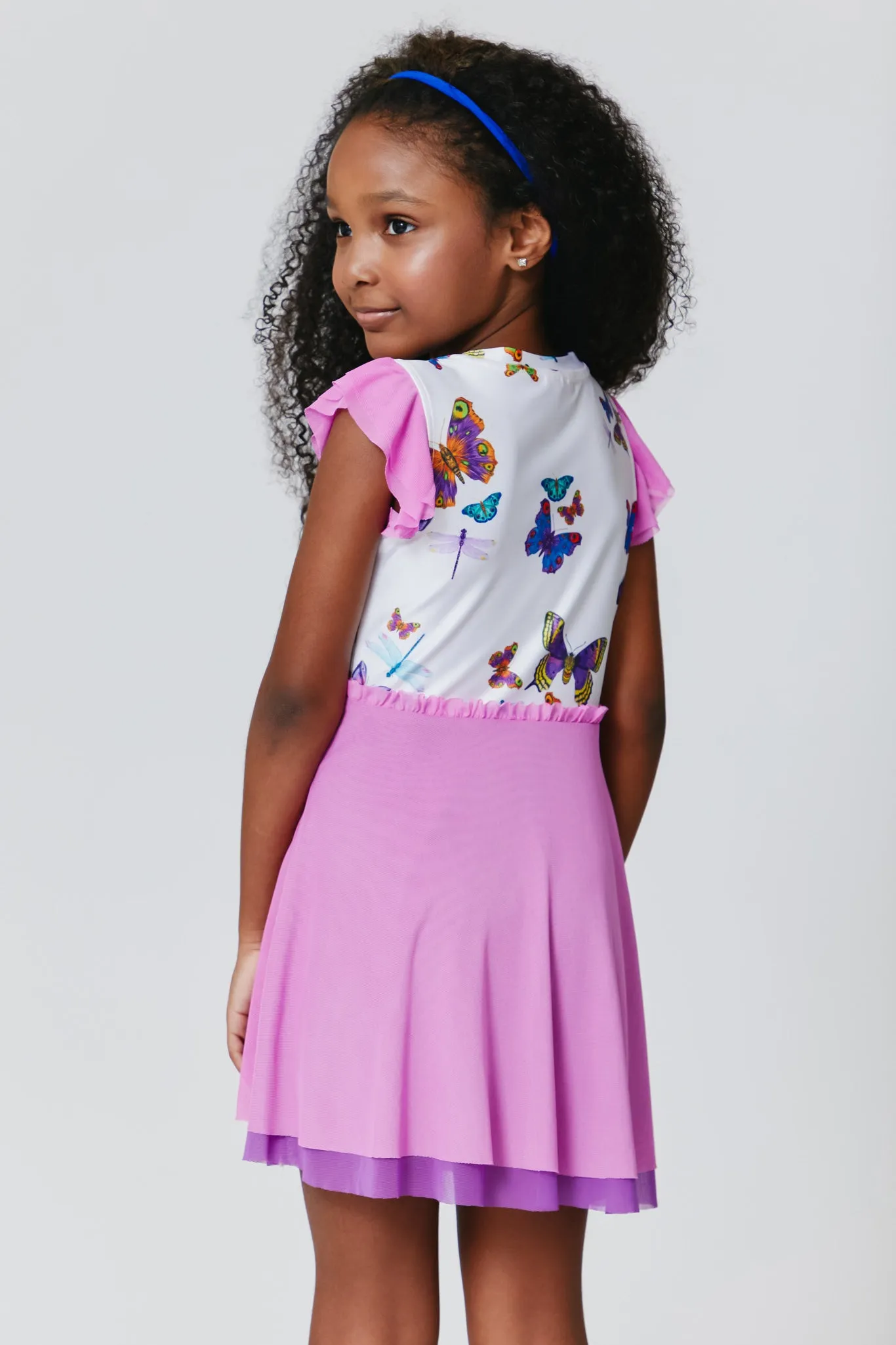 Girls Princess Dress in Sugar Swizzle Neon Butterflies