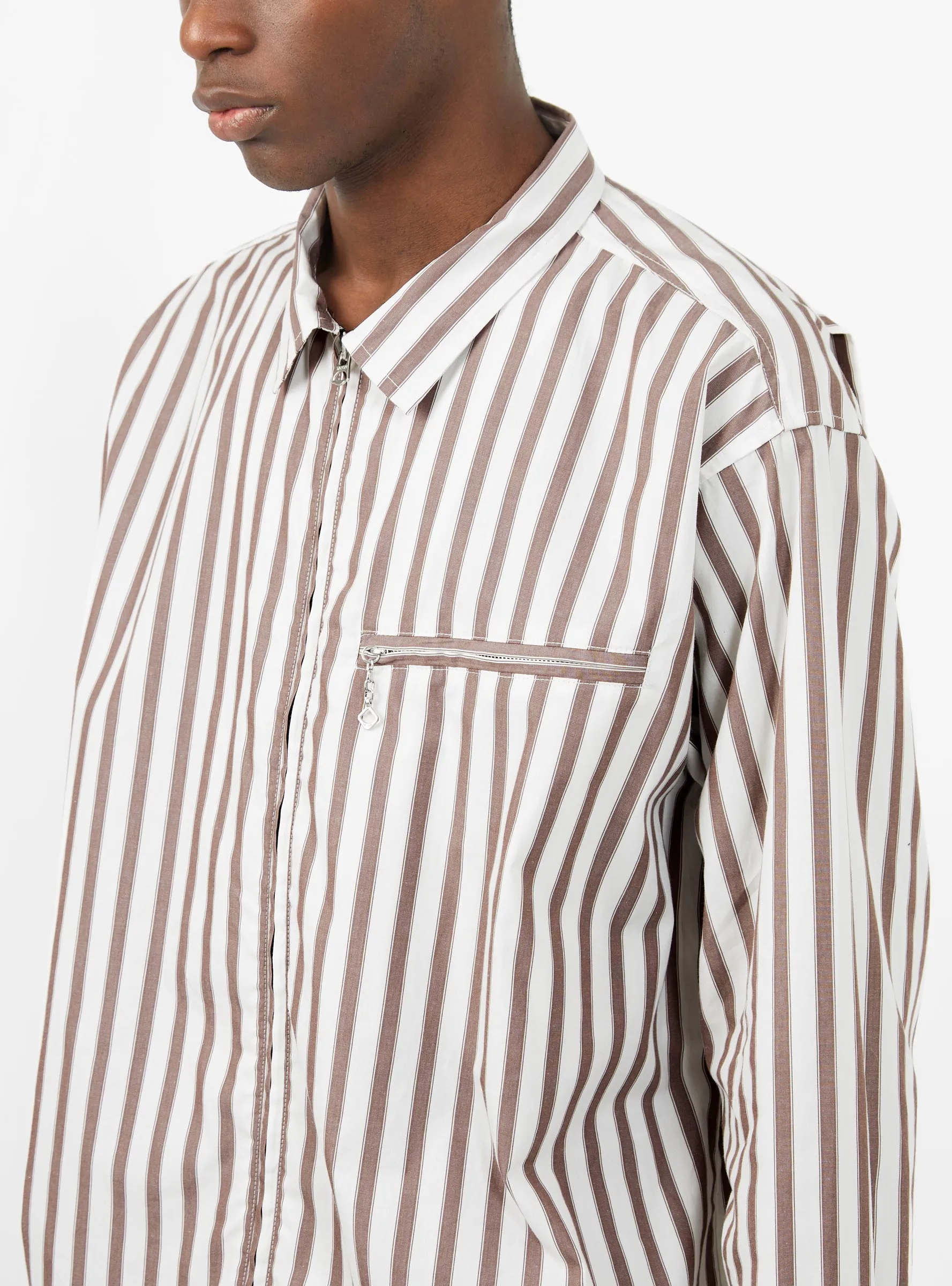 Grande Zip Shirt Brick Stripe