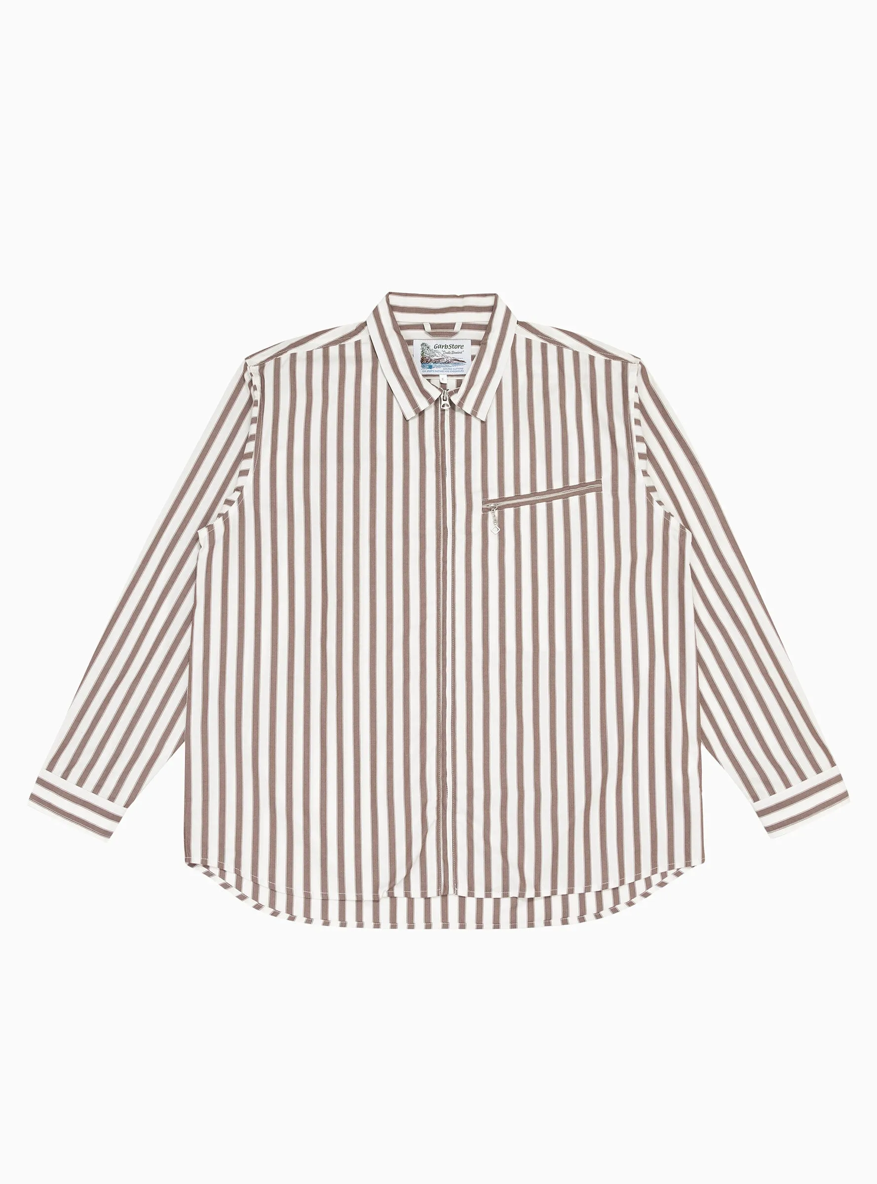 Grande Zip Shirt Brick Stripe