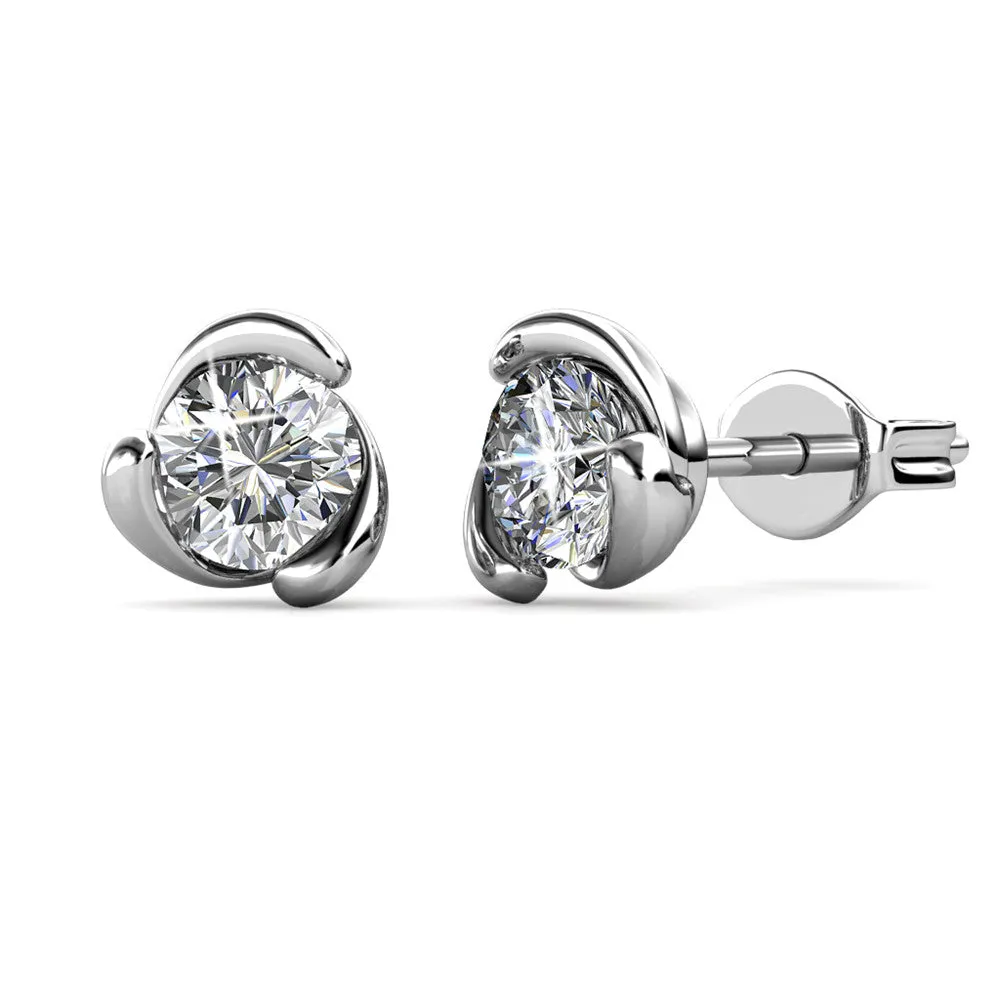 Harmony 18k White Gold Plated Stud Earrings with Round Crystals