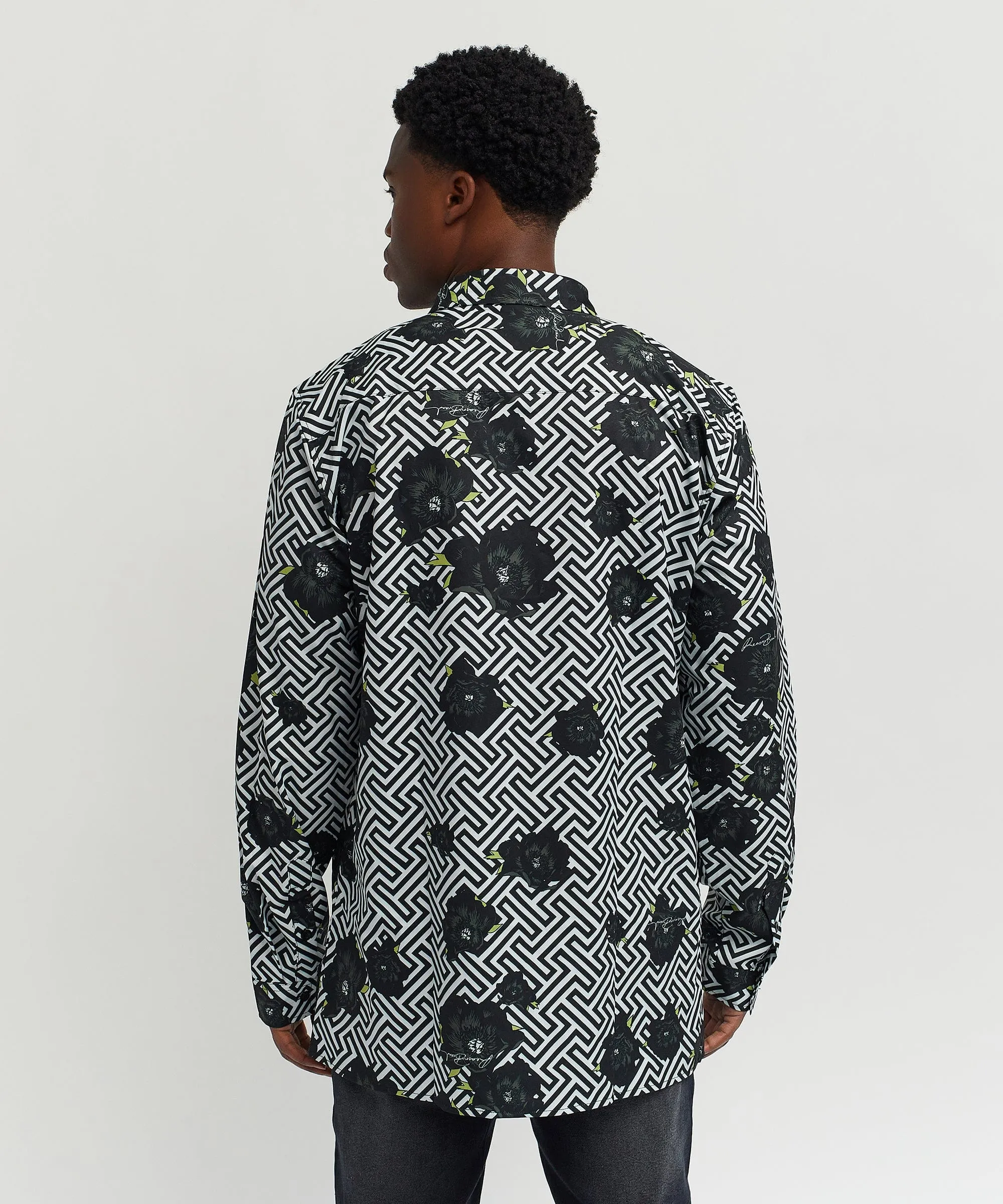 Harwood Allover Print Viscose Long Sleeve Woven Shirt