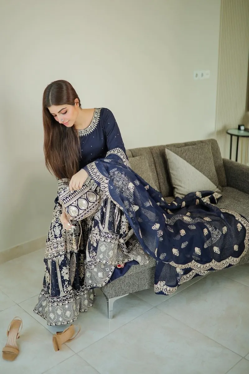 Haseens Anchal Chiffon Gharara HAS05