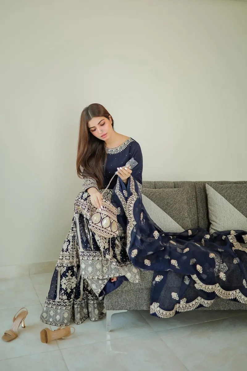 Haseens Anchal Chiffon Gharara HAS05