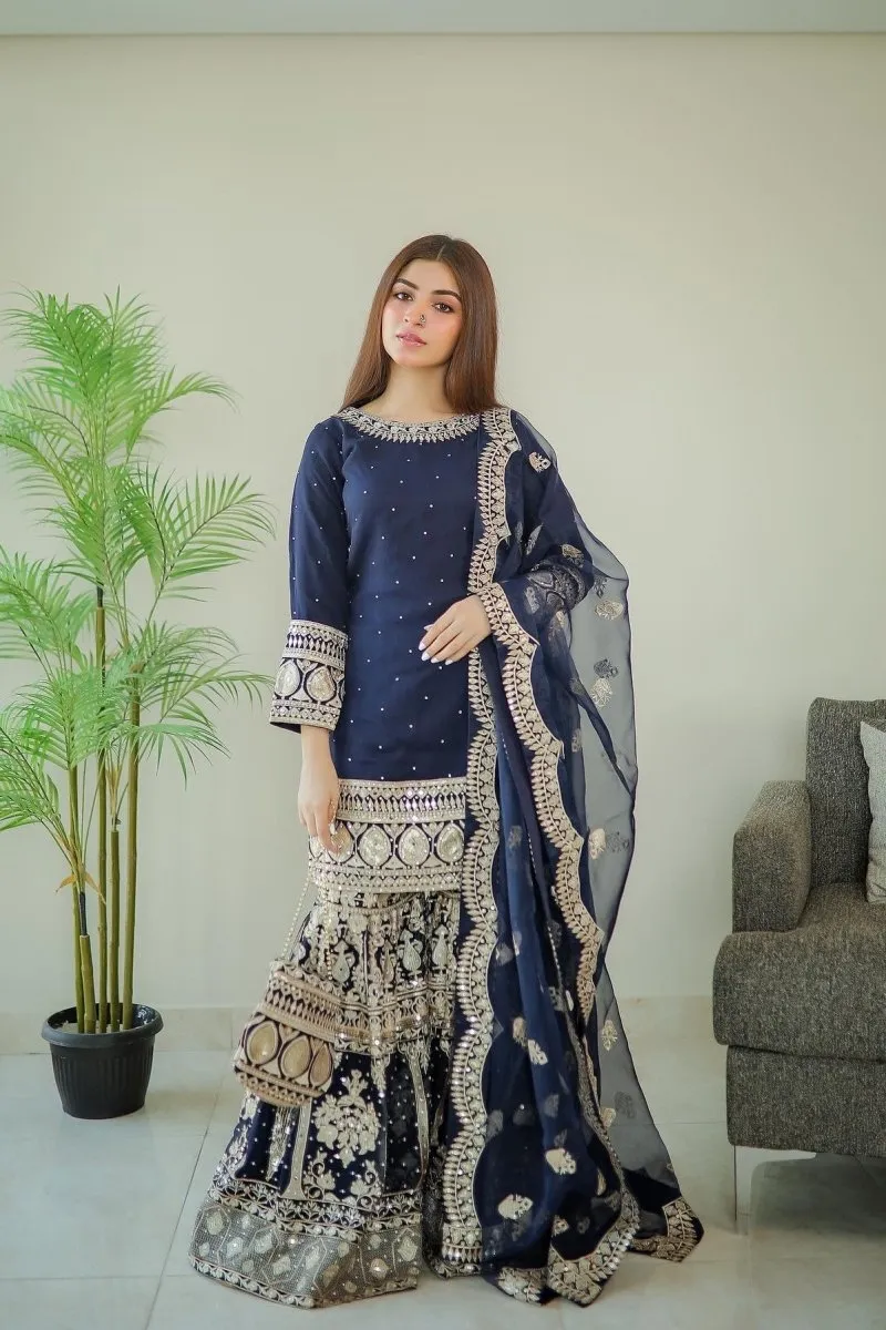 Haseens Anchal Chiffon Gharara HAS05