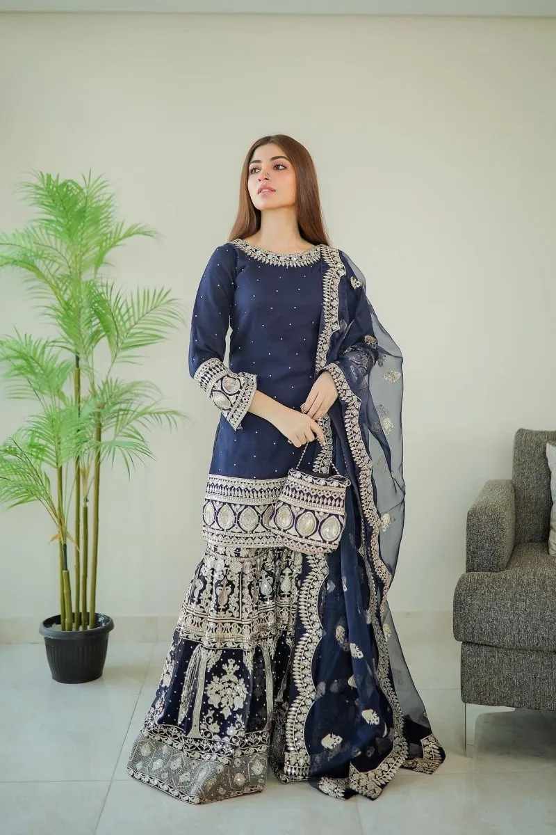 Haseens Anchal Chiffon Gharara HAS05