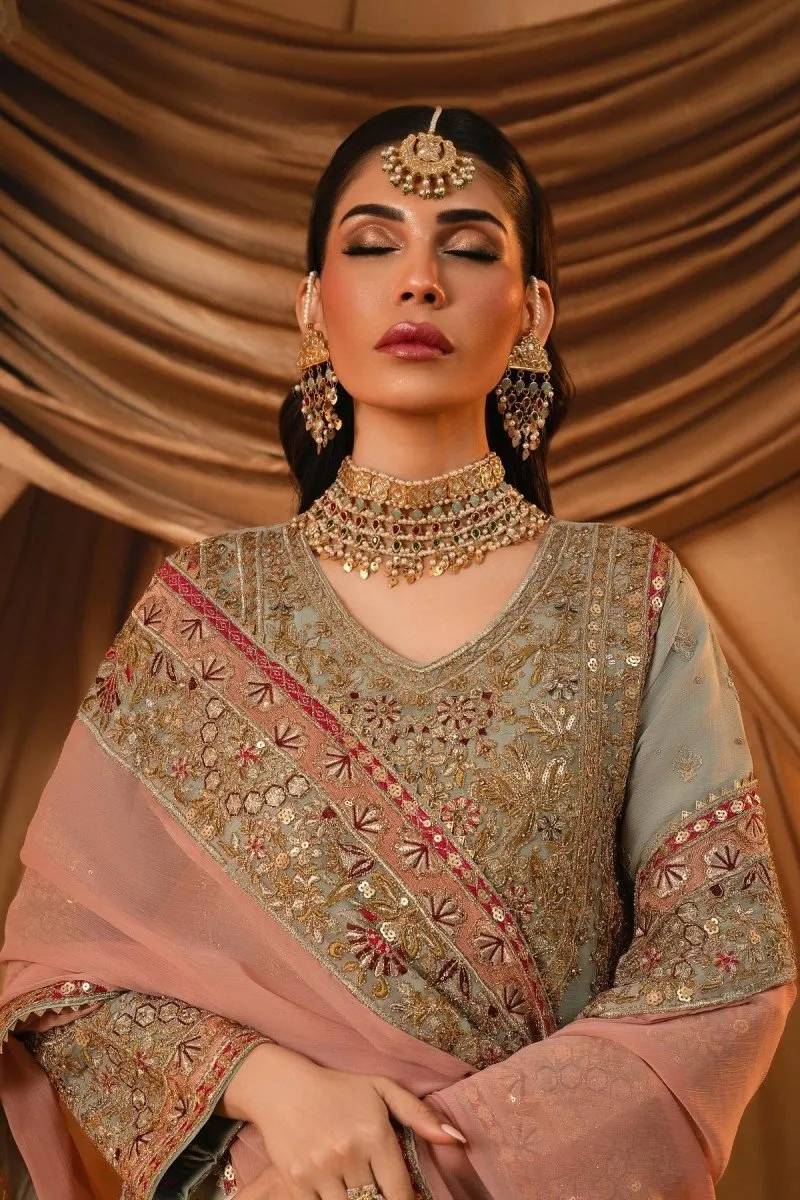 Haseens Sahar Pakistani Wedding Wear Chiffon Suit HAS07