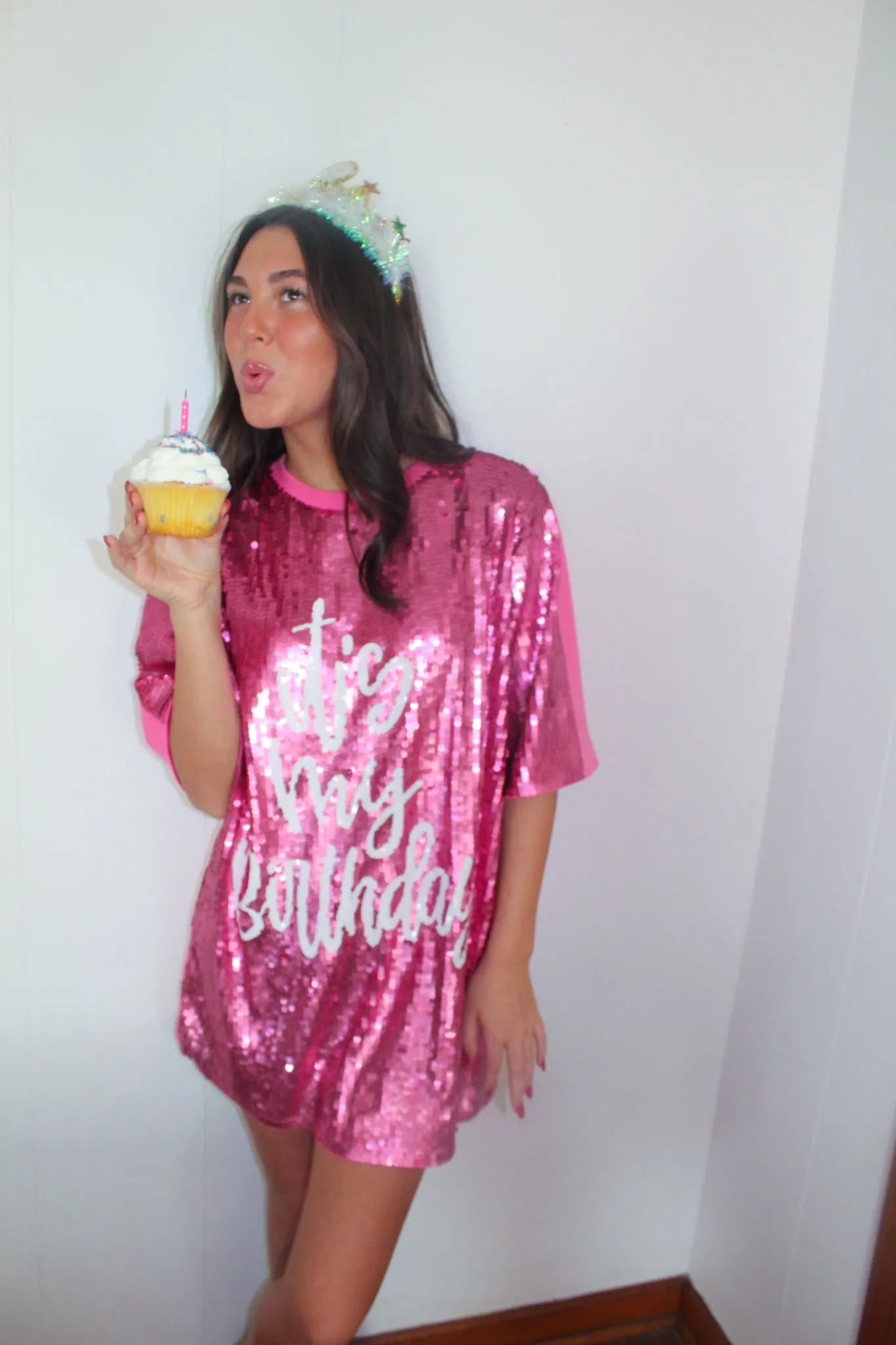 It's My Birthday Sequin Dress- Pink