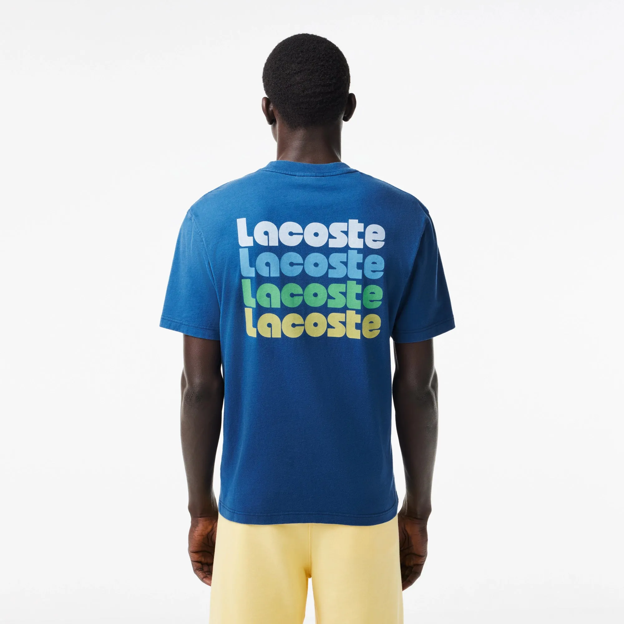 LACOSTE Men's Washed Effect T-shirt- Blue