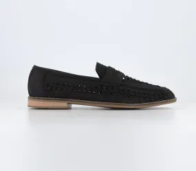 Mens Office Chiswick 2 Woven Saddle Shoes Black Nubuck