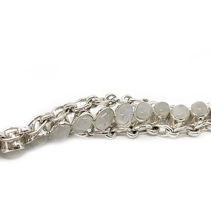 Moonstone Gypsy Gemstone Silver Bracelet