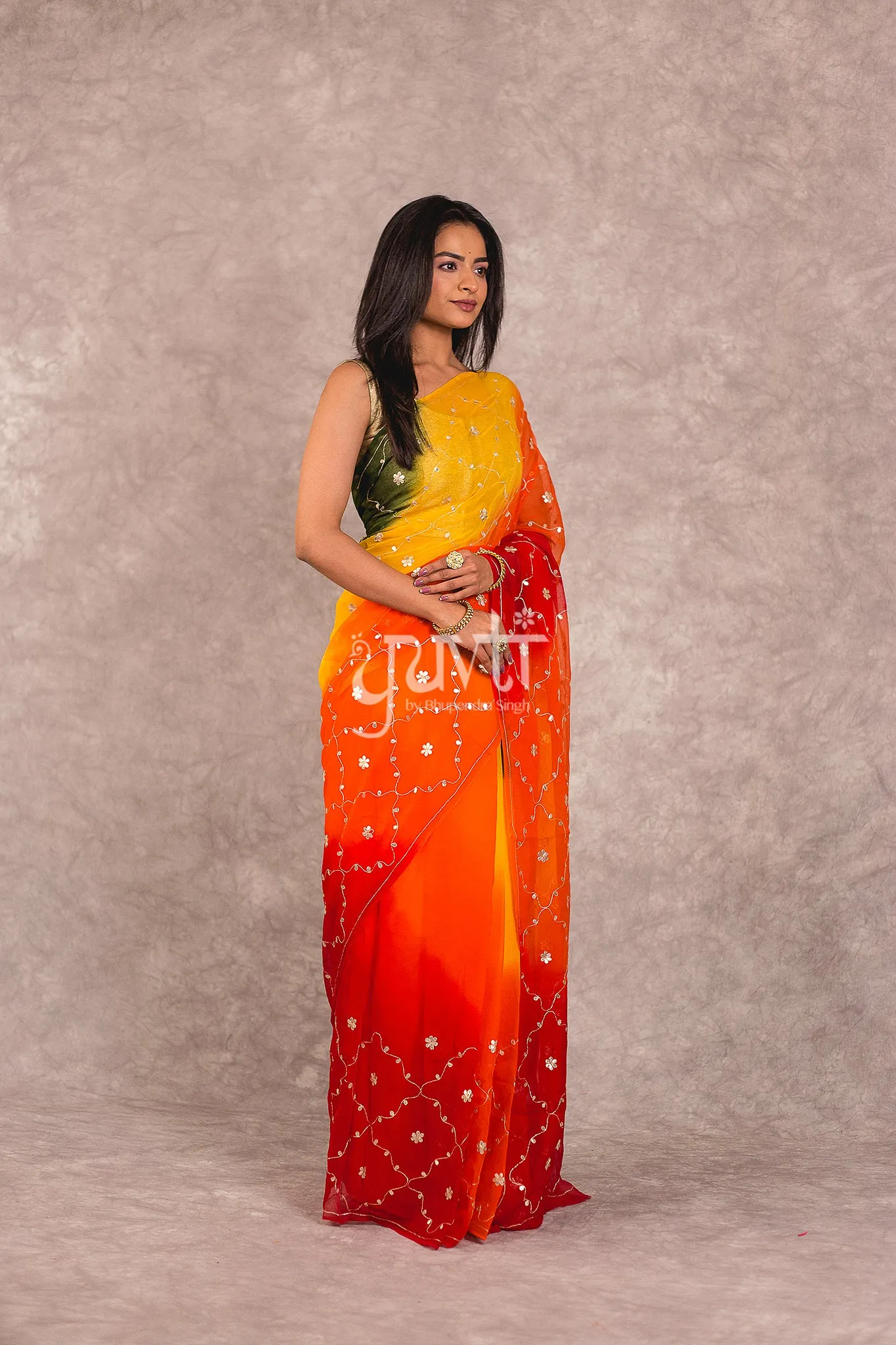 Multi coloured Chiffon Saree