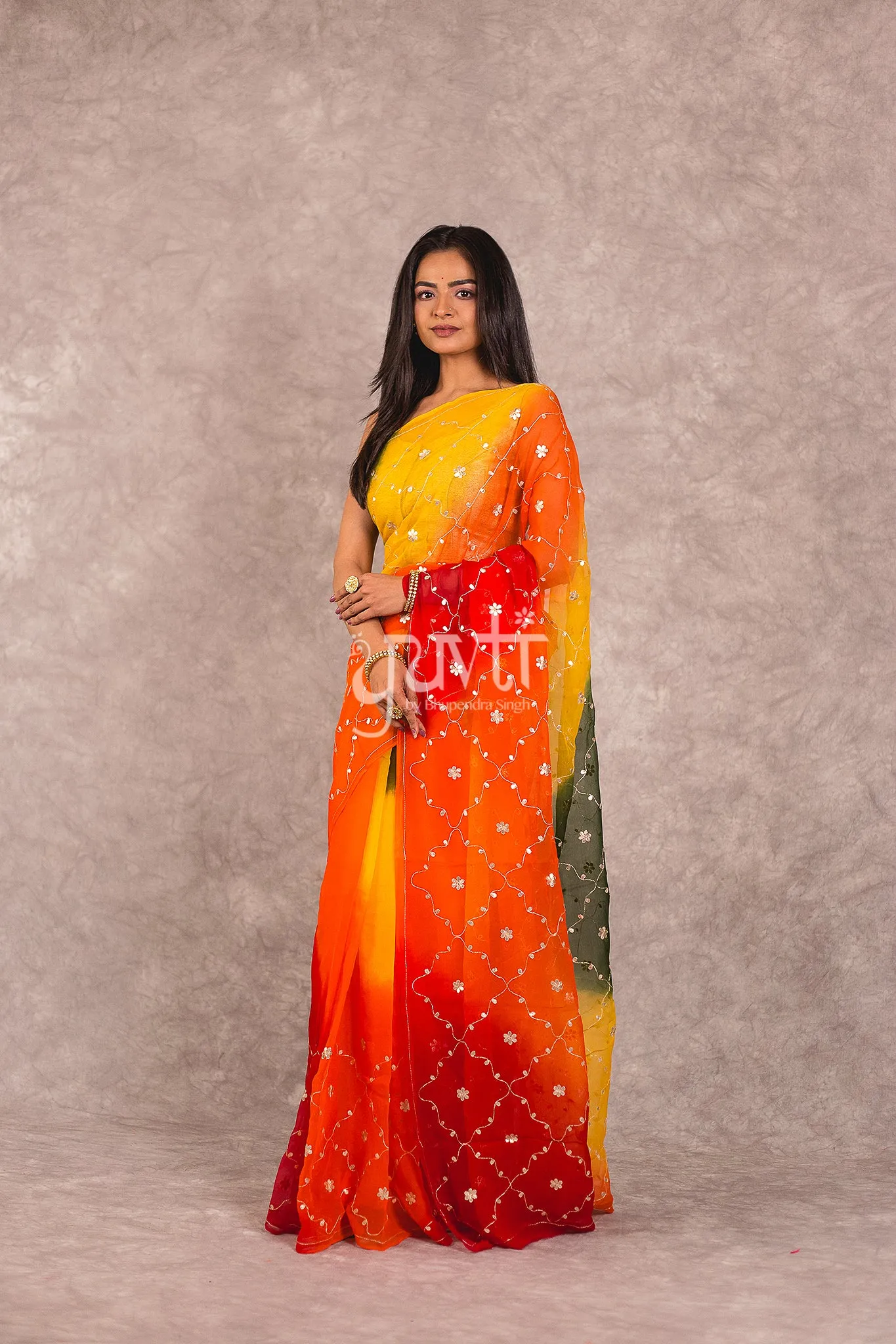 Multi coloured Chiffon Saree