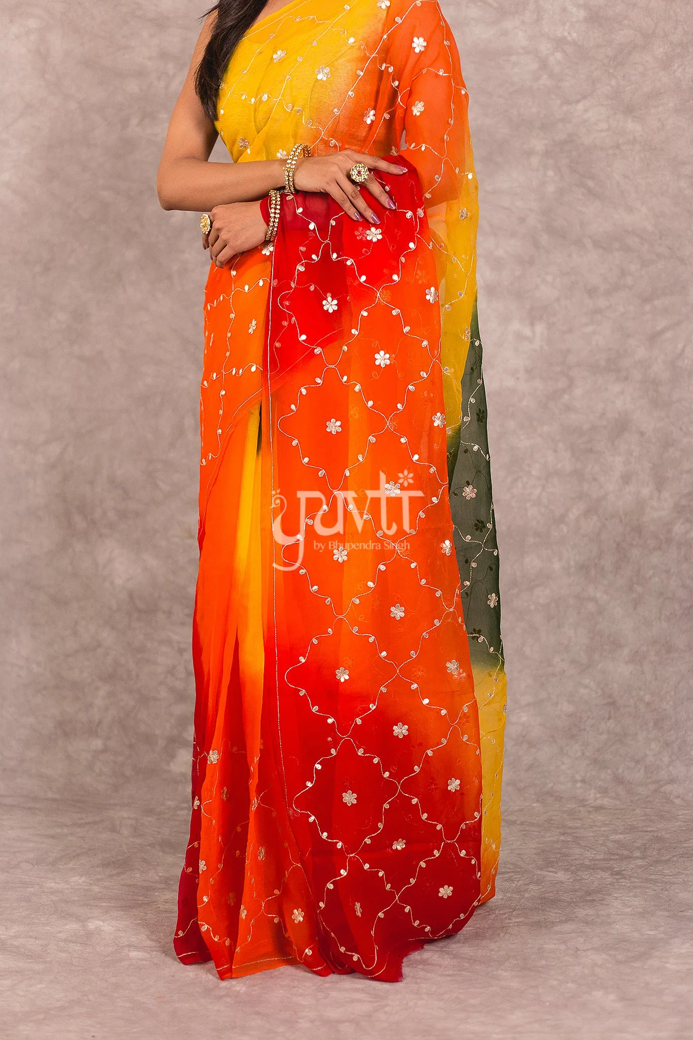 Multi coloured Chiffon Saree