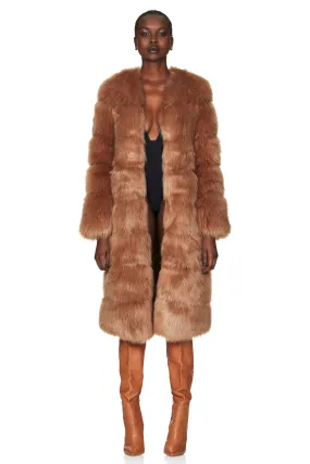 Nookie Tatiana Faux Fur Long Jacket - Tan