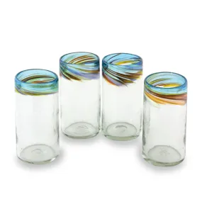 Novica Aurora Blown Glass Tumblers (12 Oz, Set Of 4)