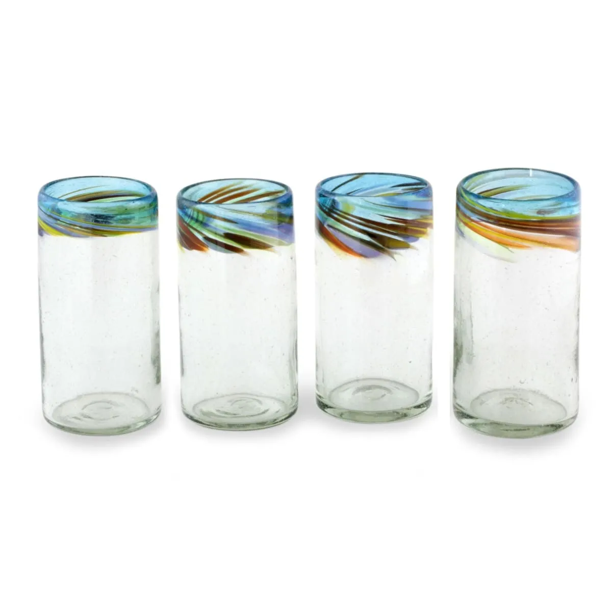 Novica Aurora Blown Glass Tumblers (12 Oz, Set Of 4)