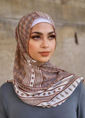 Nude and White Boho Hijab