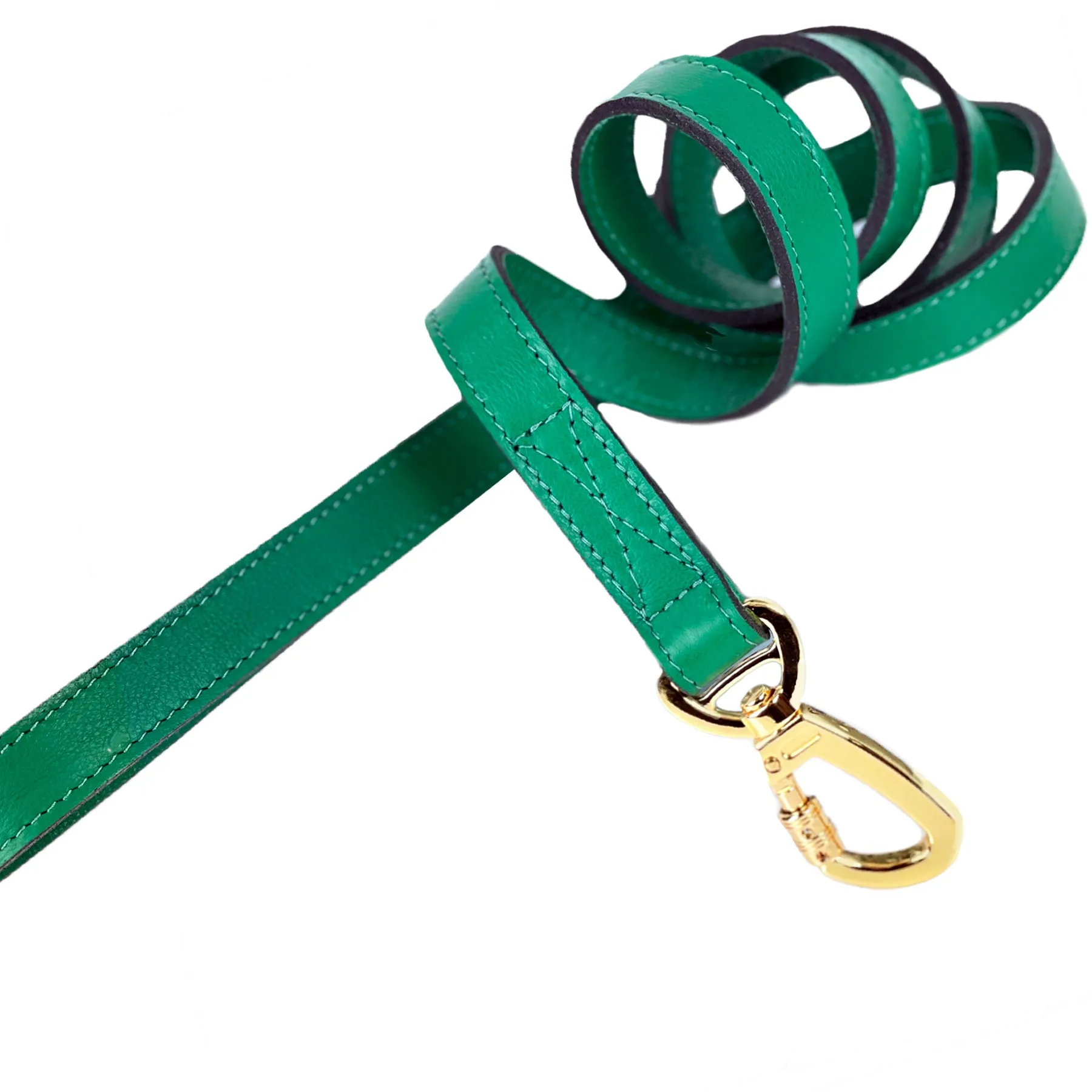 Octagon Dog Leash in Emerald Green & Gold