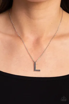 Paparazzi Leave Your Initials Silver L Necklace & Earring Set