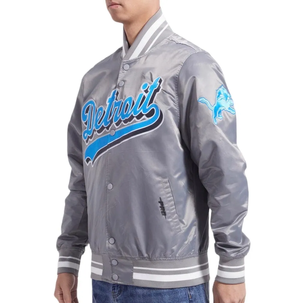 Pro Standard Detroit Lions Script Tail Satin Jacket (Gray) FDL6410252-GRY