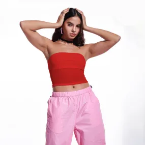 Red Mesh Tube Top